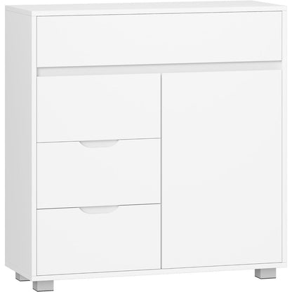 Hzuaneri Badezimmerschrank Weiß – Verstellbare Regale & 4 Schubladen
