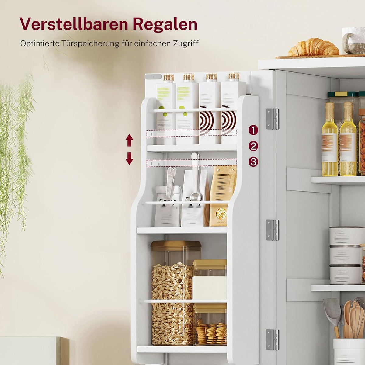4-türiger Küchenschrank mit 6 Einlegeböden – Weiß