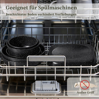 19-teiliges Induktions Kochgeschirr Set mit abnehmbaren Griffen