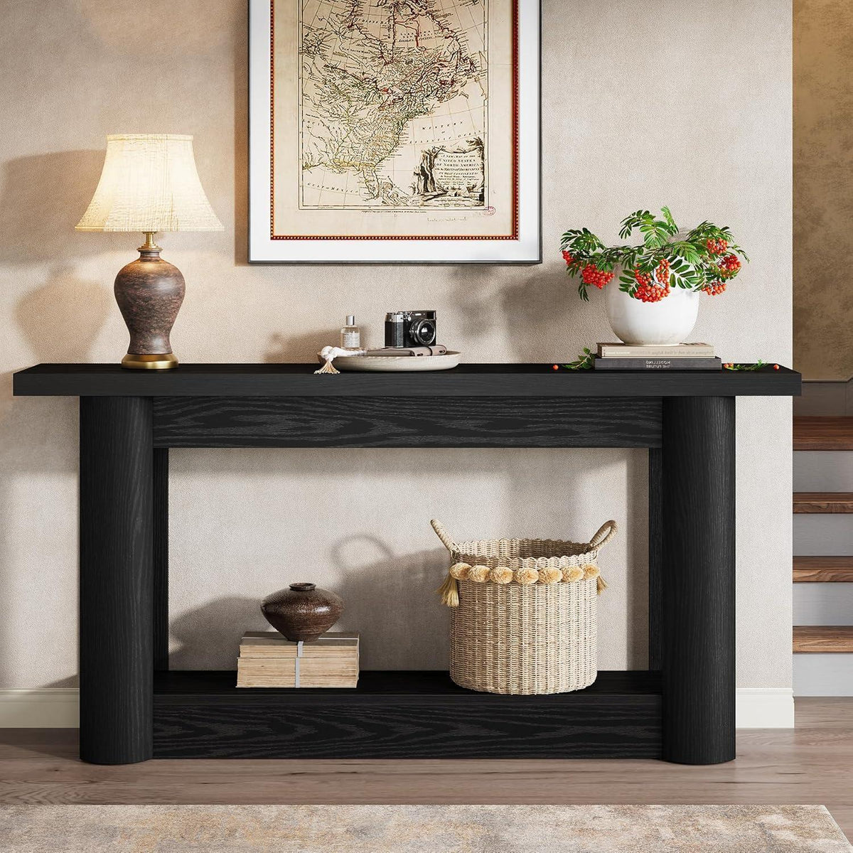 160cm Konsolentisch Schwarz – Schmaler Flurtisch für Wohnzimmer