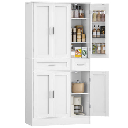 Weißer Buffetschrank mit 6 Türen & verstellbaren Regalen