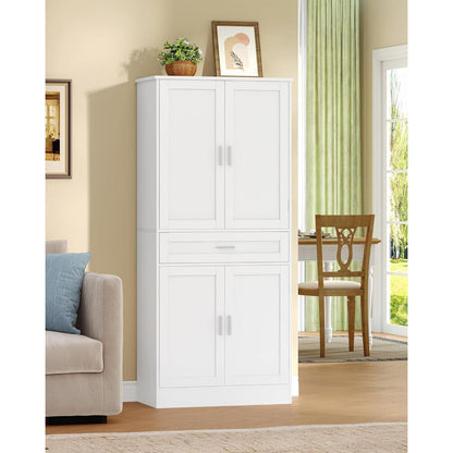 Weißer Buffetschrank mit 4 Türen & flexiblen Regalen