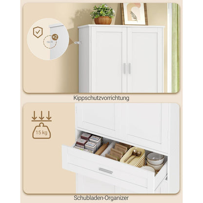 Weißer Buffetschrank mit 4 Türen & flexiblen Regalen