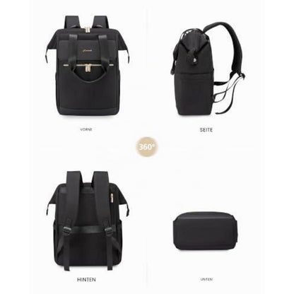 Damen Rucksack 18 Zoll Laptop Schulrucksack Reise Handtasche Schwarz