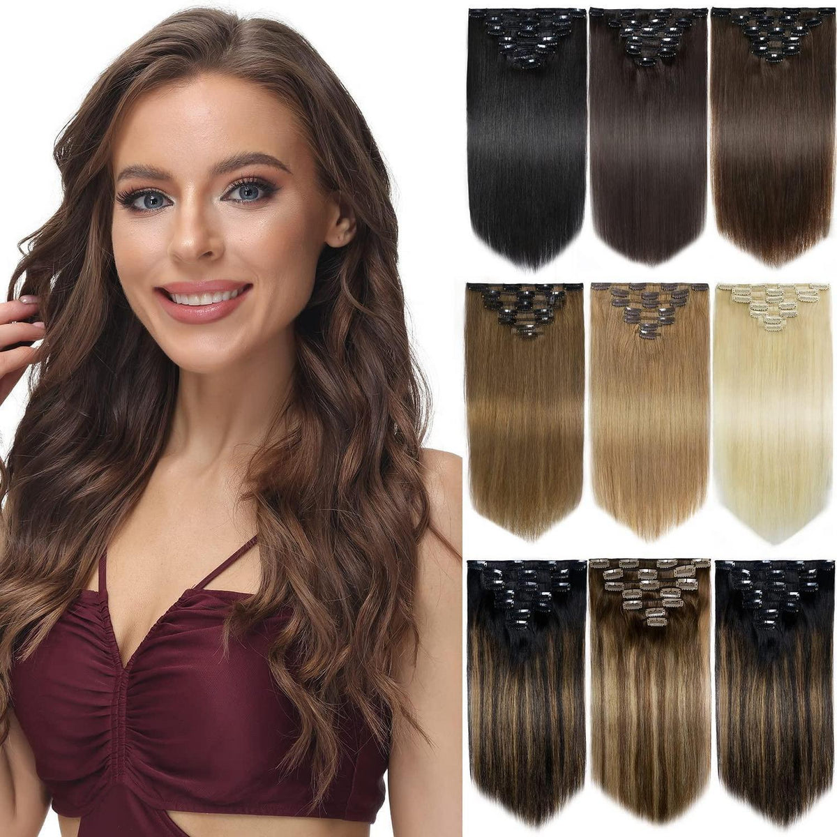 Echthaar Clip-In Extensions – Mittelbraun 10 Zoll