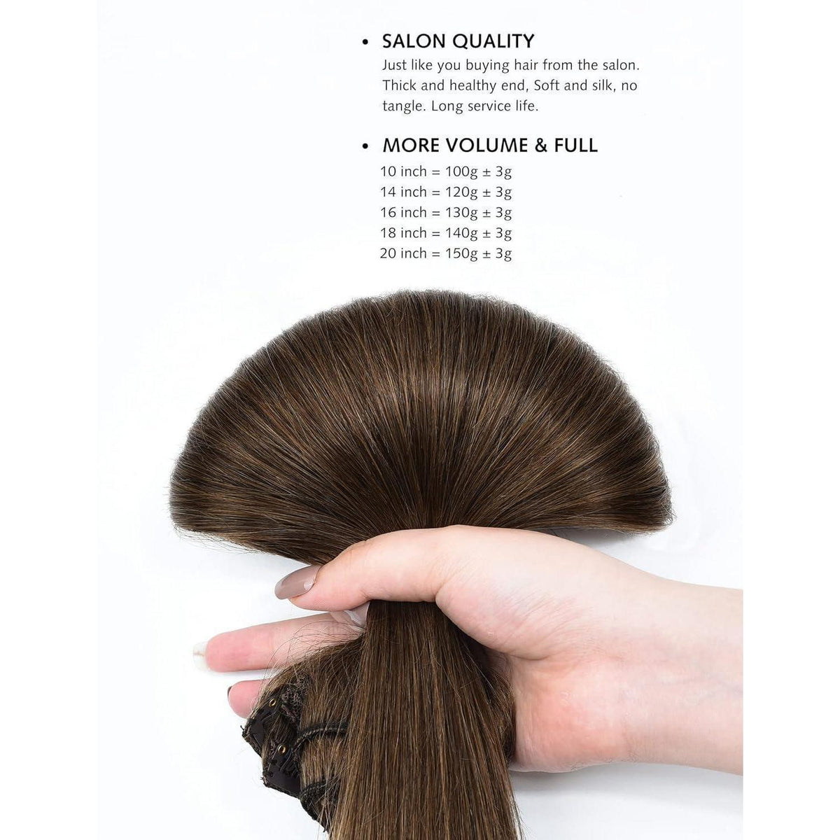 Echthaar Clip-In Extensions – Mittelbraun 10 Zoll