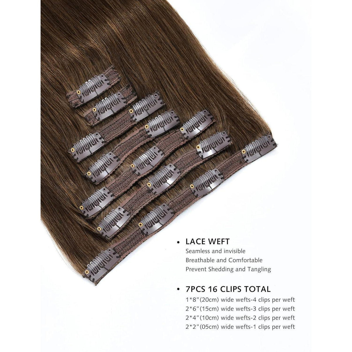 Echthaar Clip-In Extensions – Mittelbraun 10 Zoll