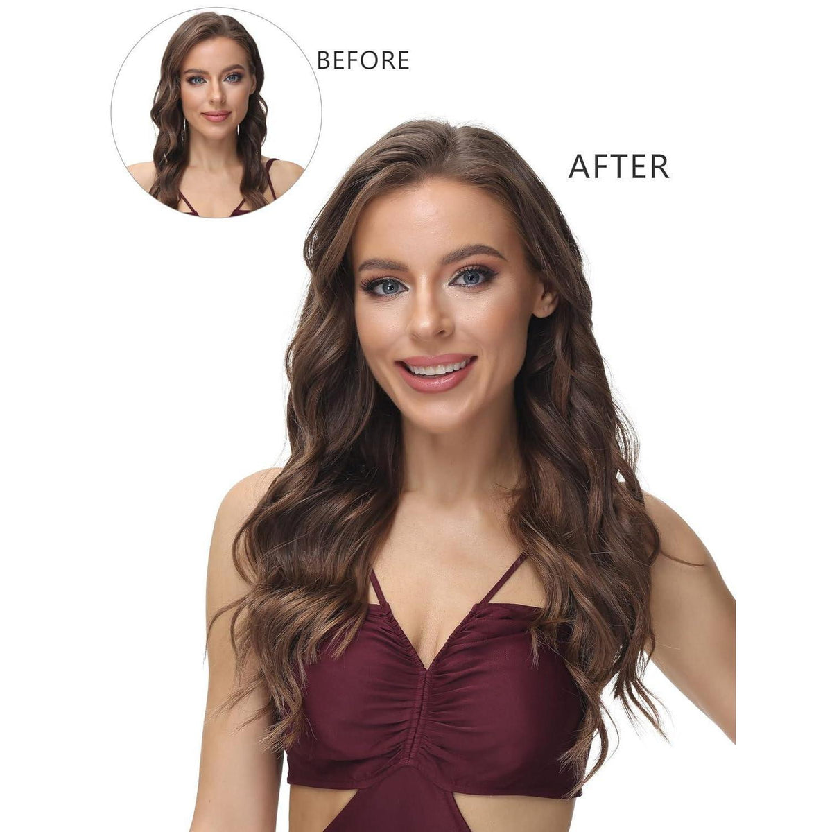 Echthaar Clip-In Extensions – Hellbraun 16 Zoll