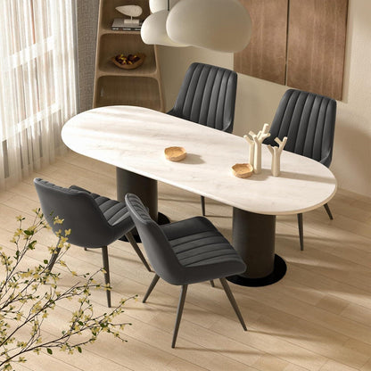 Esszimmerstühle 8er Set Schwarz | Polsterstühle mit Sitzkissen