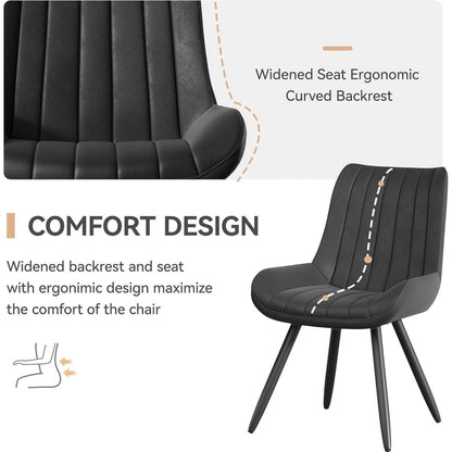 Esszimmerstühle 8er Set Schwarz | Polsterstühle mit Sitzkissen