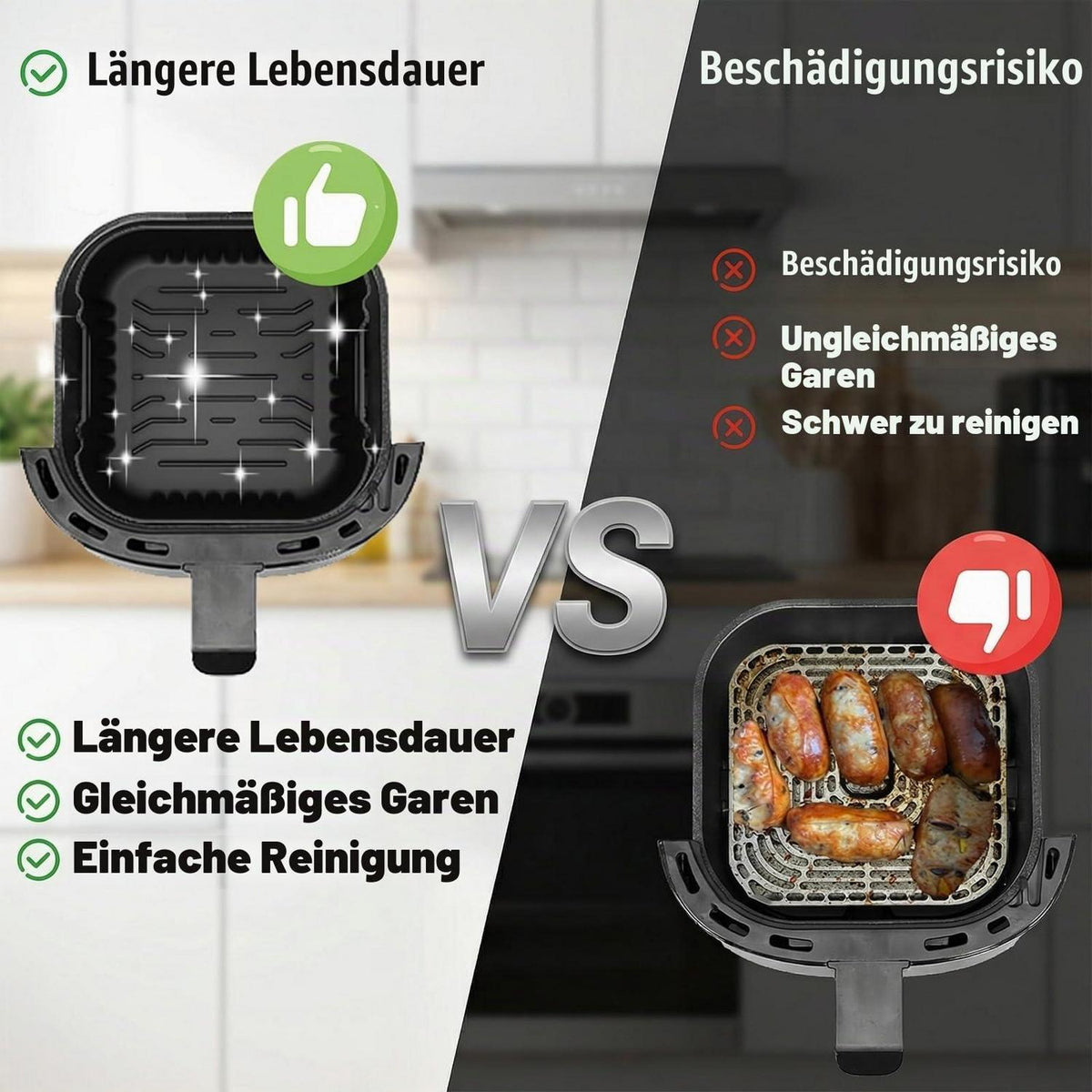 Silikonform 2er-Set für Heißluftfritteuse 2L - 2.5L