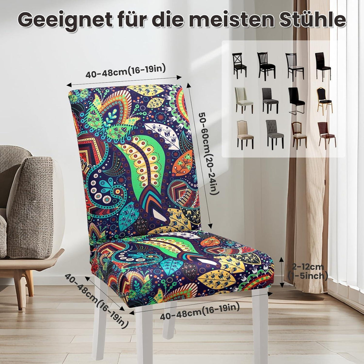 Stretch Stuhlhussen 6er Set – Elastische Möbelbezüge für Esszimmerstühle