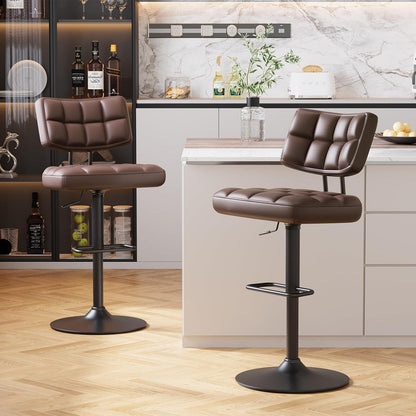 Höhenverstellbarer Barhocker mit Fußstütze – Braun, 3er-Set