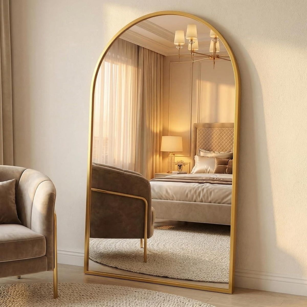 Bogen Wandspiegel 120x80cm Aluminium – Modern & Elegant
