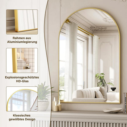 Bogen Wandspiegel 120x80cm Aluminium – Modern & Elegant