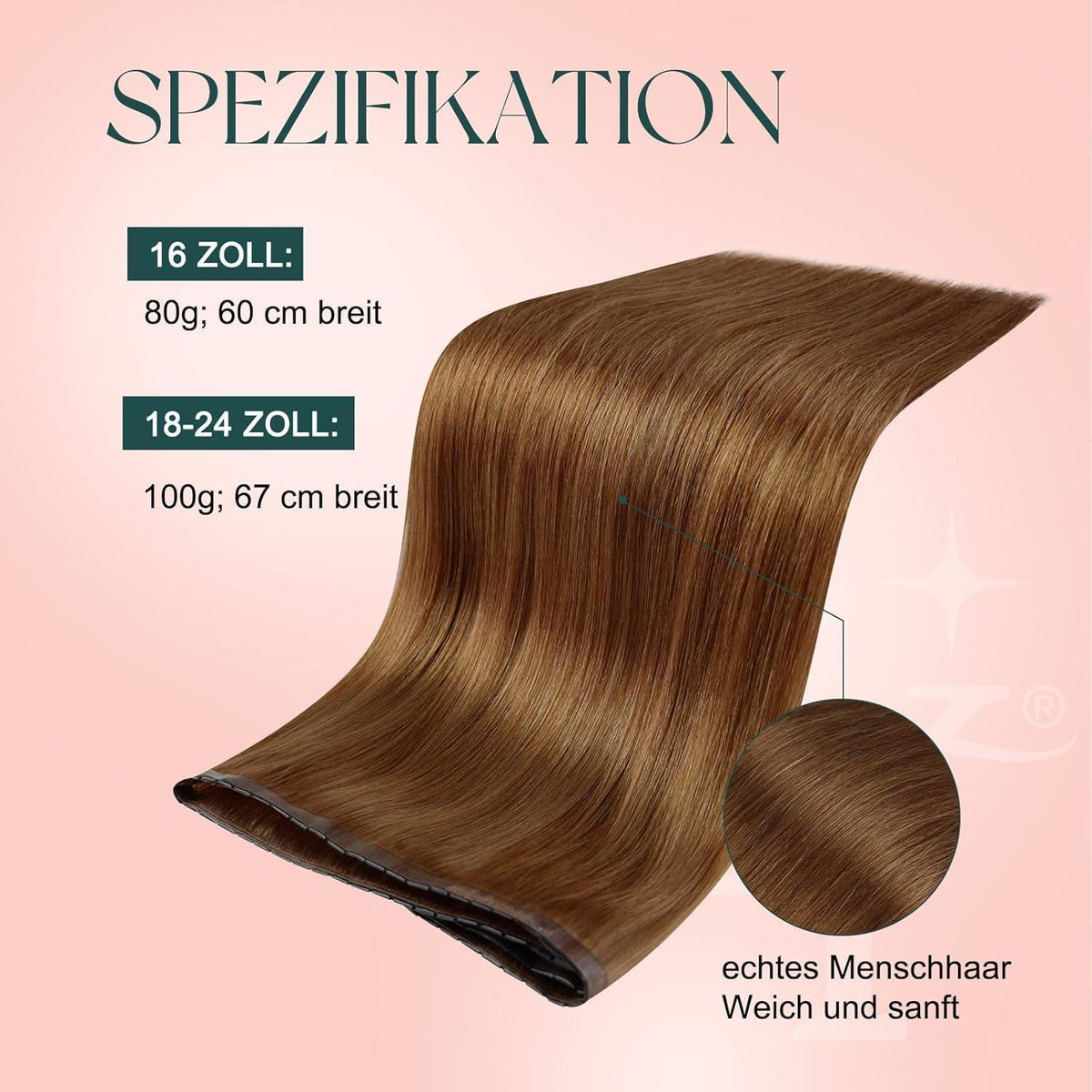 Orangene Butterfly Tressen Echthaar 55cm – #330