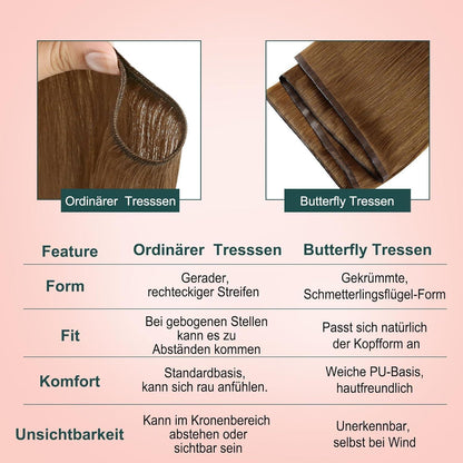 Orangene Butterfly Tressen Echthaar 55cm – #330