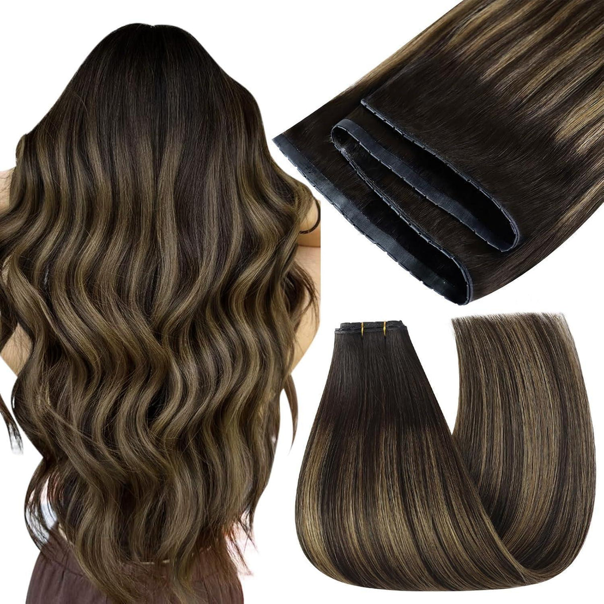 Braun Ombre Butterfly Tressen Echthaar 60cm
