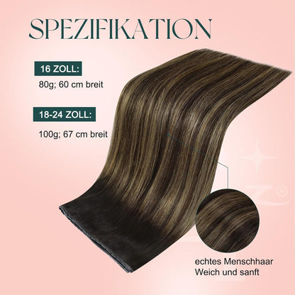 Braun Ombre Butterfly Tressen Echthaar 60cm
