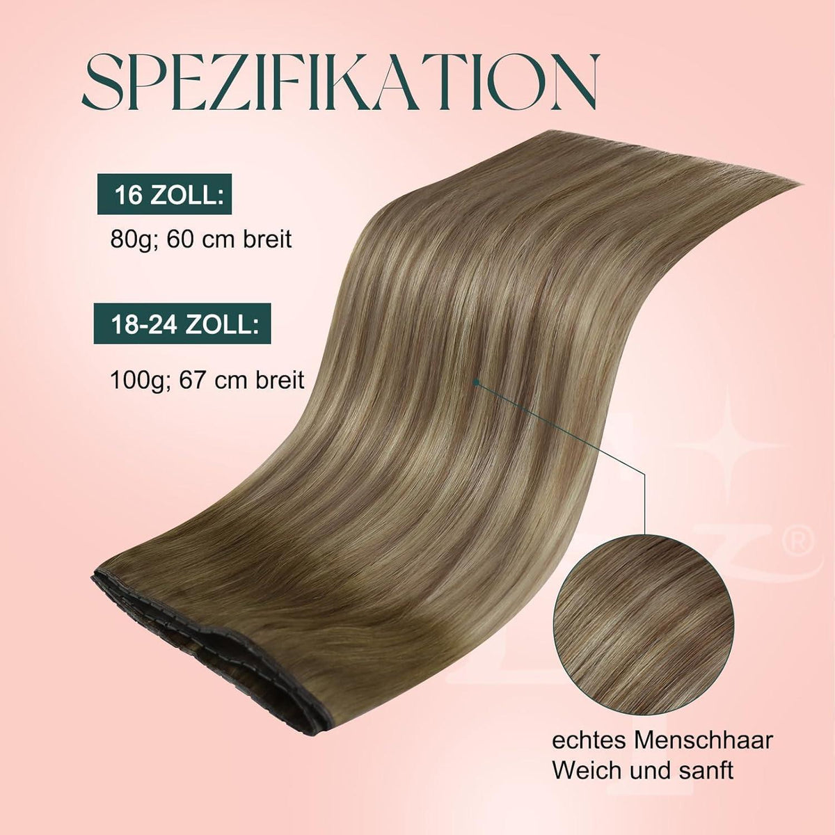 Butterfly Tressen Extensions Echthaar Ombre Dunkelbraun Blond