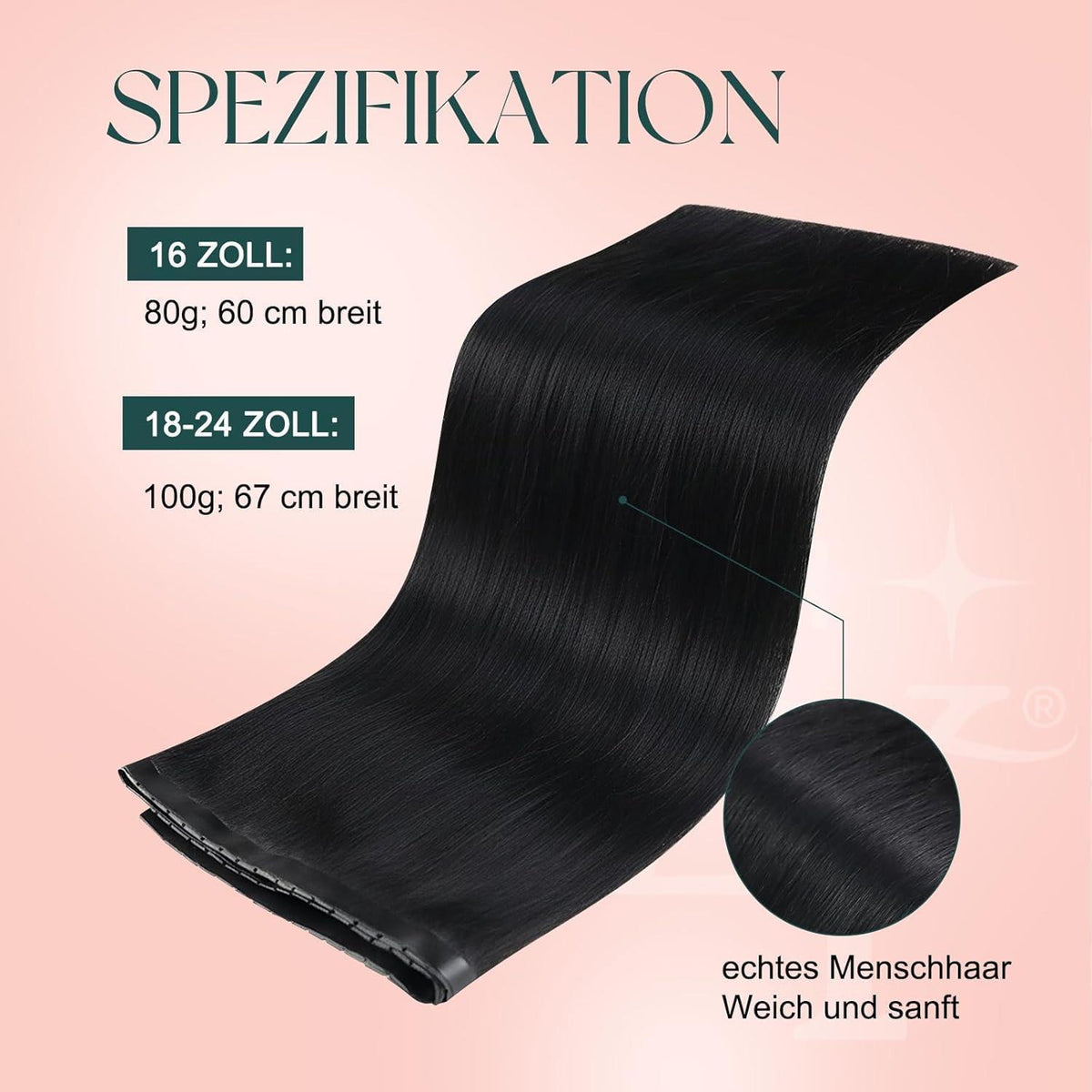 Butterfly Tressen Echthaar Schwarz – 60cm, 100g