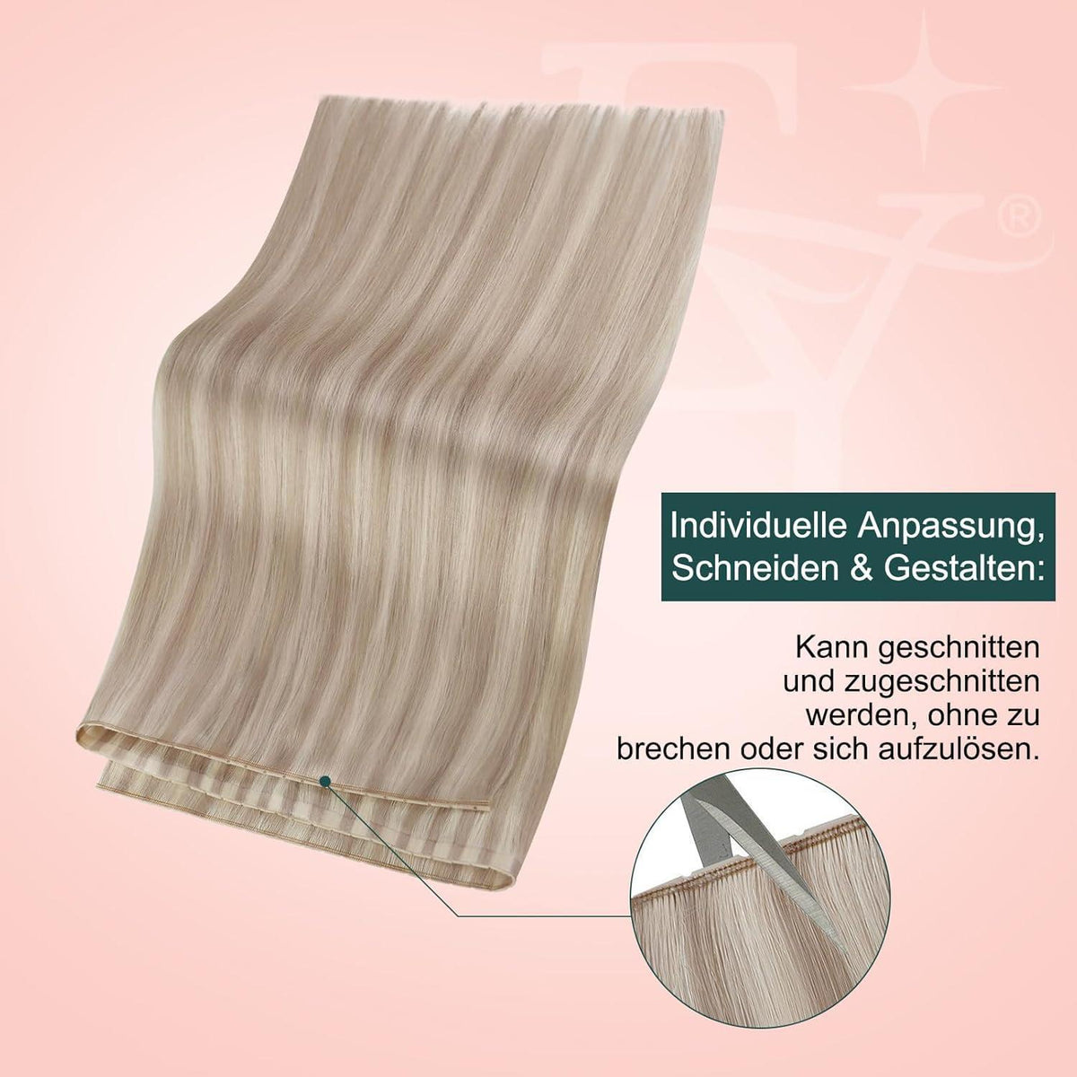 Blond Butterfly Tressen Echthaar Ashblond Highlights 45cm
