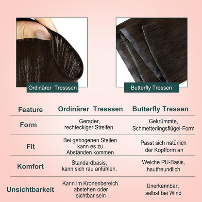 Echthaar Butterfly Tressen Braun – Haarverlängerung 45cm