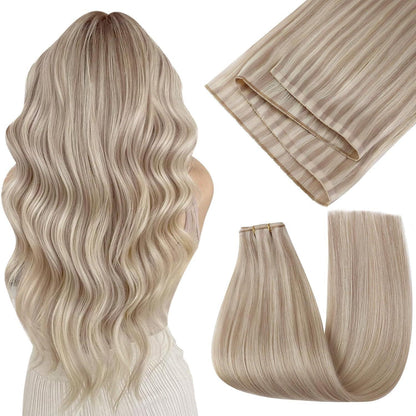 Blond Butterfly Tressen Echthaar Haarverlängerung 40cm