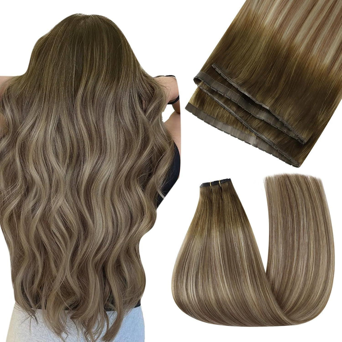 Blond Balayage Butterfly Tressen Echthaar Haarverlängerung 40cm