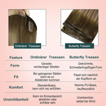 Blond Balayage Butterfly Tressen Echthaar Haarverlängerung 40cm