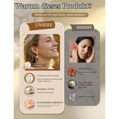 Ohrclips Damen 14K Gold Perlen Zirkonia Ohne Ohrlöcher