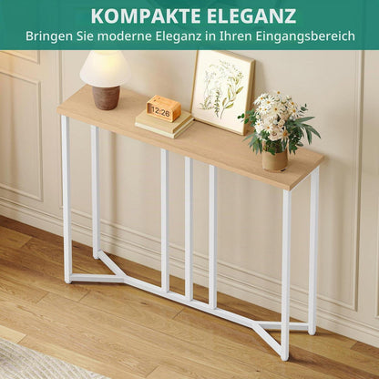 Schmaler Konsolentisch Weiß 80x20x80 cm mit Metallgestell