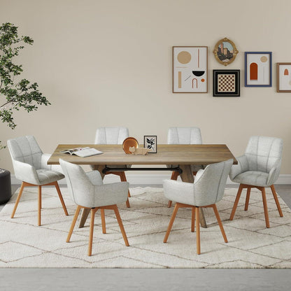 6er Set Drehstühle Samt, Hellgrau – Esszimmer & Wohnzimmer