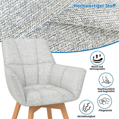 6er Set Drehstühle Samt, Hellgrau – Esszimmer & Wohnzimmer