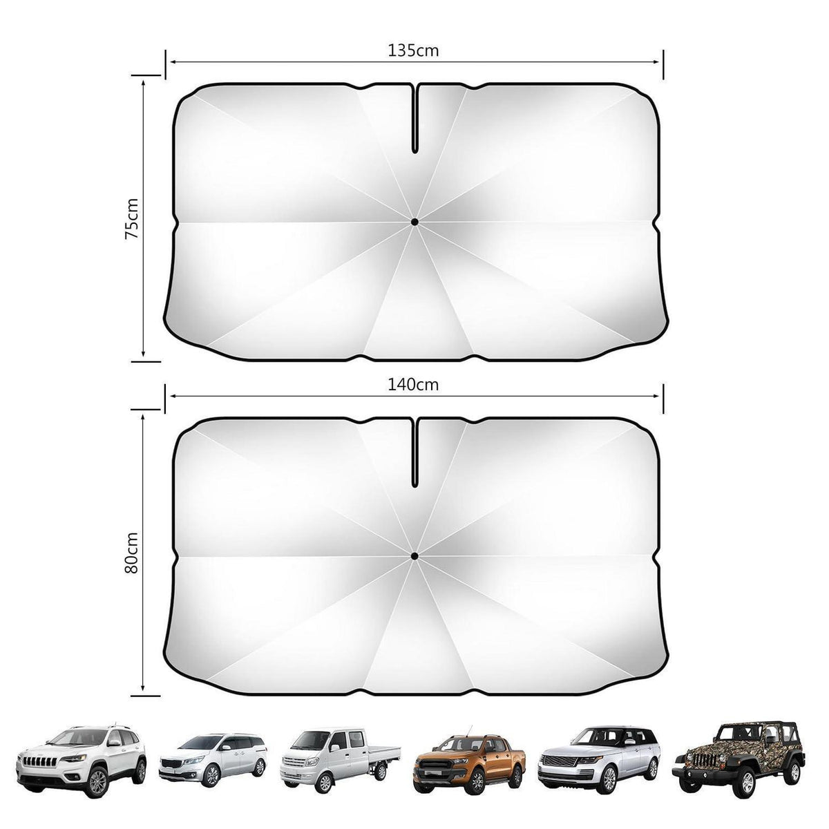 Sonnenschirm Auto Frontscheibe mit 360° Drehung und UV-Schutz