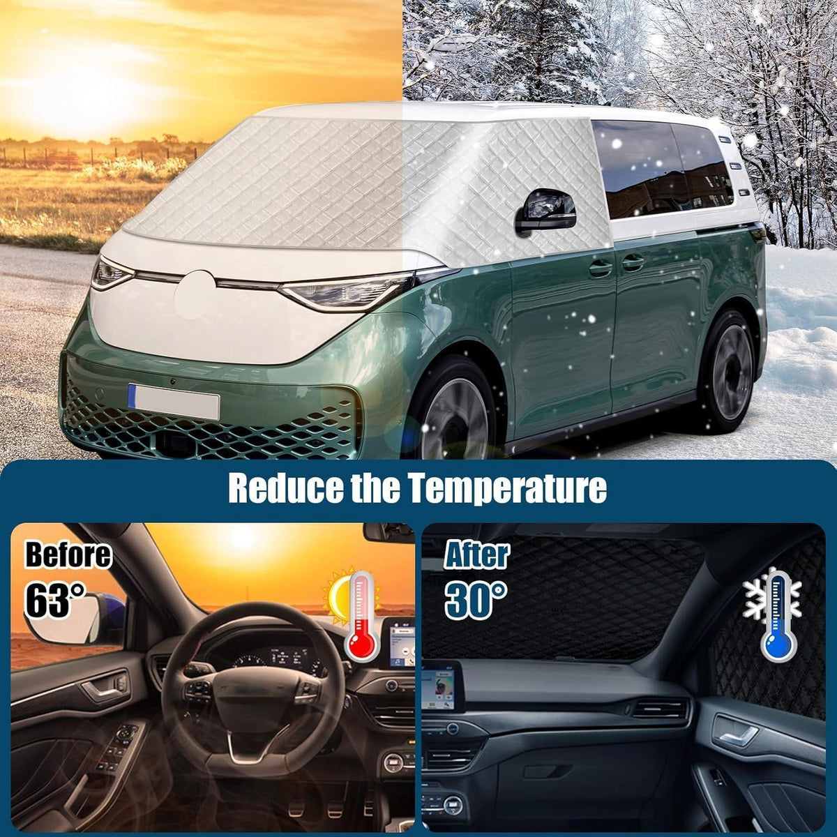 Frontscheibenabdeckung VW ID Buzz 2022-2026 – Frost & Sonnenschutz