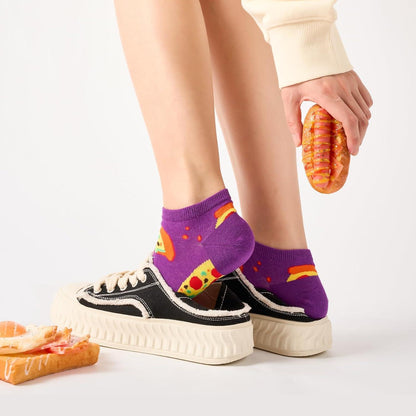 Lustige Sneaker Socken Damen – 8er Pack Baumwolle, Food-Muster 31-42