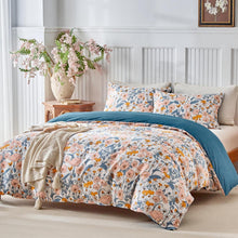 Baumwoll Bettwäsche-Set Blumenmuster 240x220cm + 50x80cm
