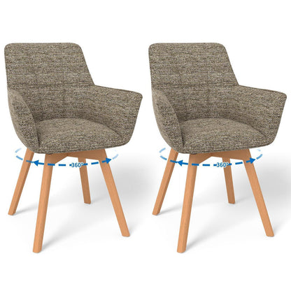 2er Set Drehstühle Samt, Braun – Esszimmer & Wohnzimmer