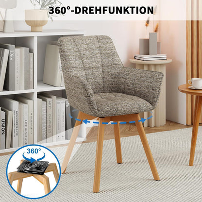 2er Set Drehstühle Samt, Braun – Esszimmer & Wohnzimmer