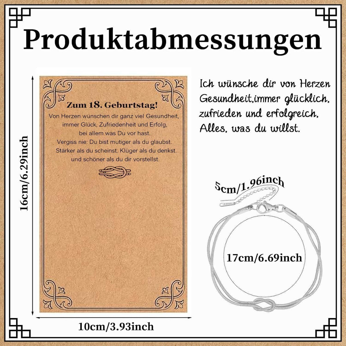 Armband 18. Geburtstag Mädchen Geschenkset mit Karte