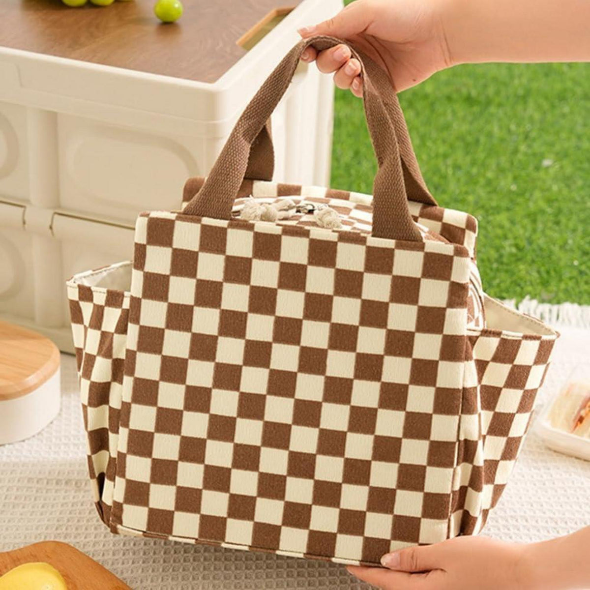 Kühltasche Damen 12L Cord Lunchtasche mit Seitentaschen