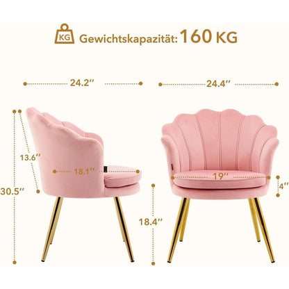 Samt Esszimmerstühle 2er Set mit Blütenblatt-Rückenlehne Rosa