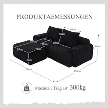 Modulares Cord Sofa 2-Sitzer mit Hocker & Stauraum Schwarz