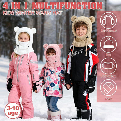 Kinder Thermo Sturmhaube Fleece 3-10 Jahre Dunkelrosa