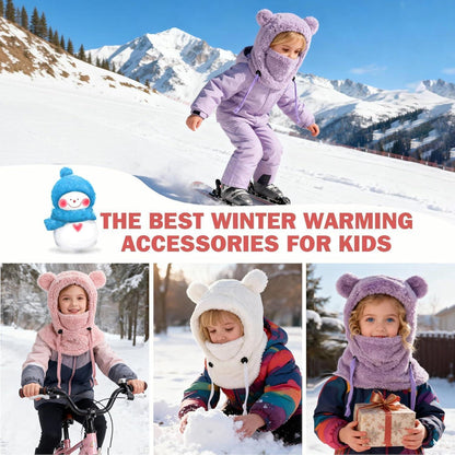 Kinder Thermo Sturmhaube Fleece 3-10 Jahre Dunkelrosa