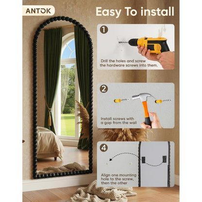 Ganzkörperspiegel 180x71 cm – Standspiegel mit Bogenform & HD Glas