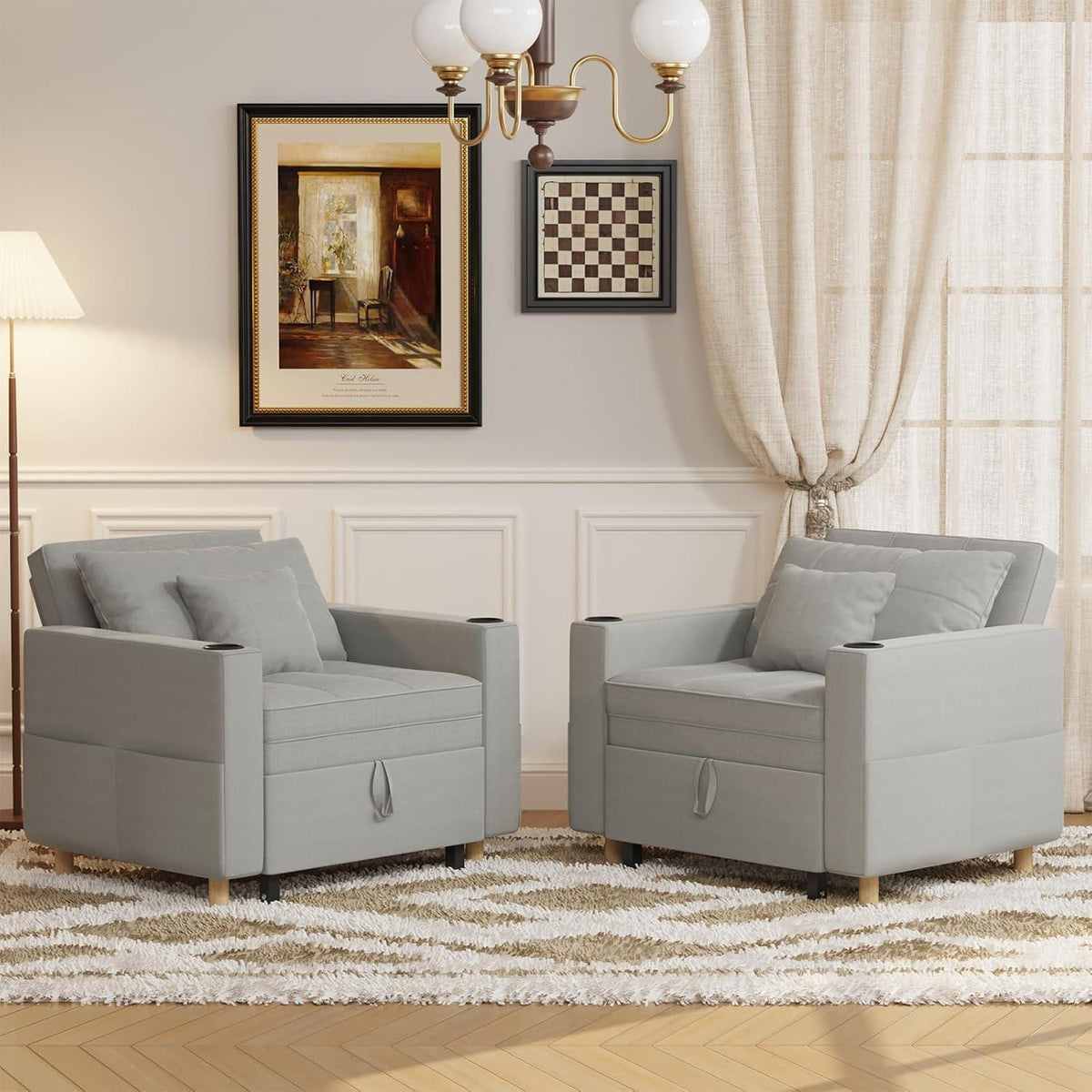 Extrabreites Schlafsofa 97cm – Schlafsessel mit Bettkasten & Getränkehalter