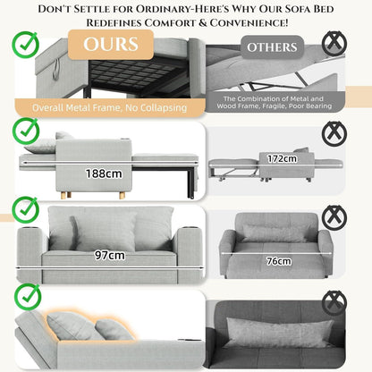 Extrabreites Schlafsofa 97cm – Schlafsessel mit Bettkasten & Getränkehalter