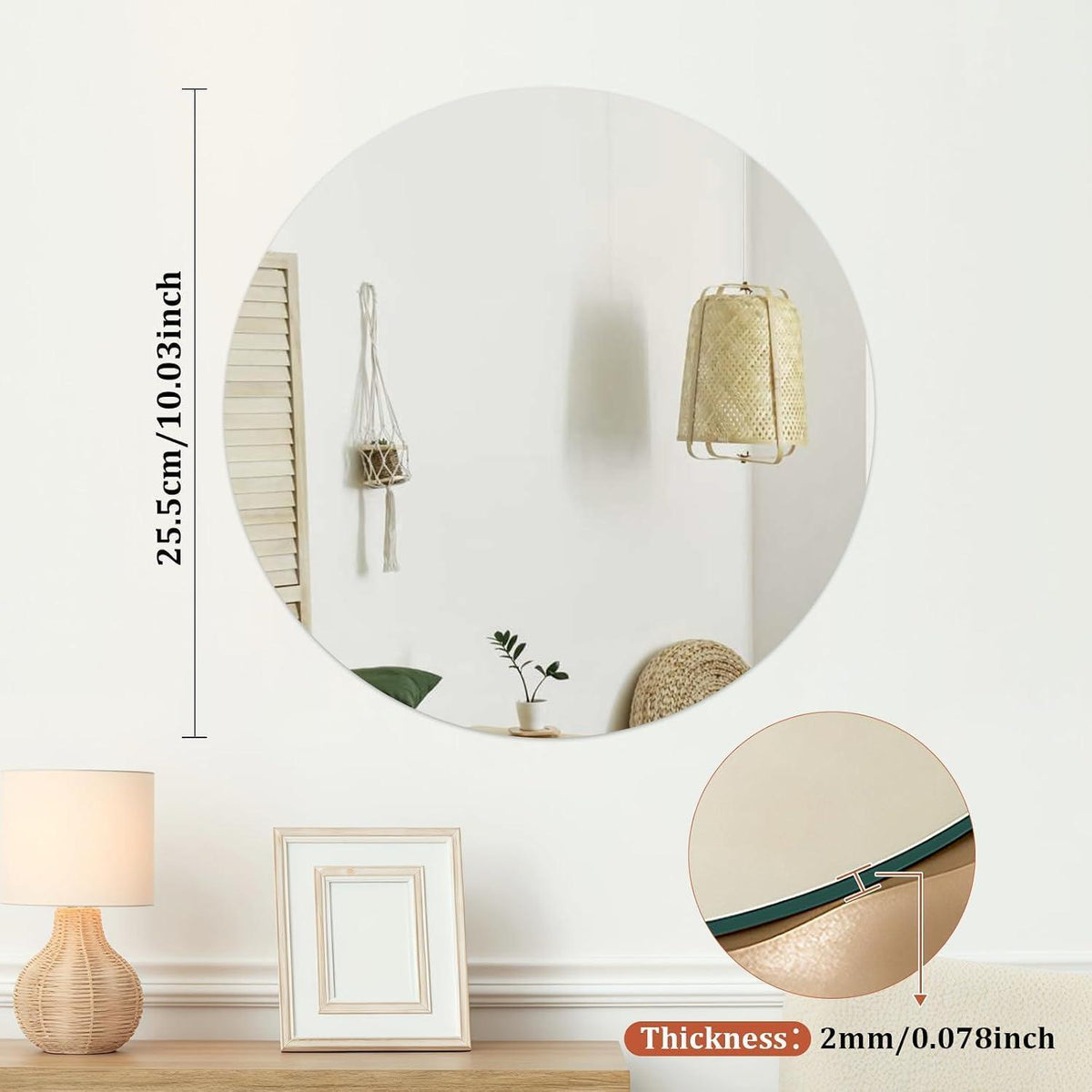 Runder Wandspiegel 25cm – Selbstklebend, Rahmenlos & Klar